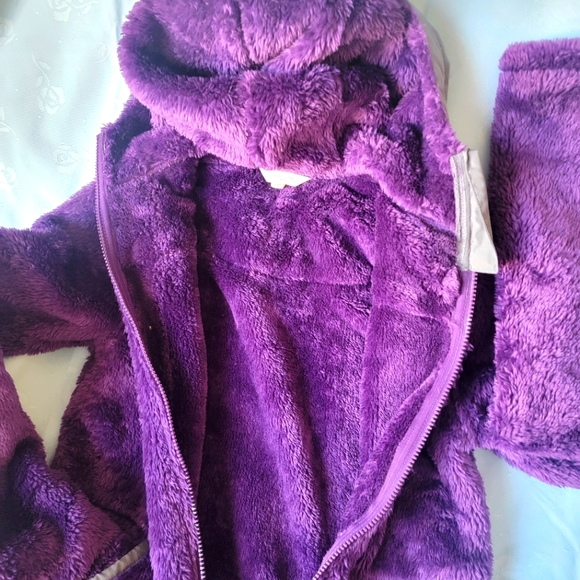 Snuggly Lands End purple fleece jacket kids sz 14 - Picture 10 of 11